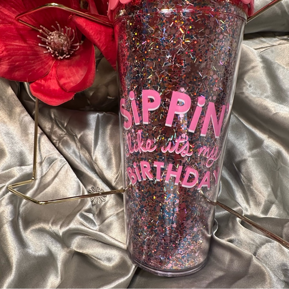 🌹Packed Party “SIP SIP YAY” Pink Glitter “ SIPPIN LIKE ITS MY BIRTHDAY” Tumbler